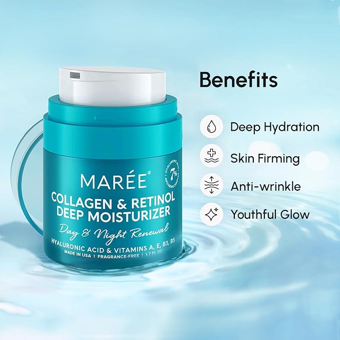 MAREE Face Moisturizer Retinol Cream for Face - Wrinkle Cream for Women - Anti Aging Face Cream - Facial Moisturizer with Collagen - Crema Hidratante Para la Cara for Skin Tightening-Velvo Beauty