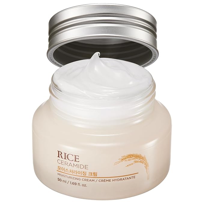 The Face Shop Rice Ceramide Moisturizing Cream - Rice Extract + Rice Bran Oil - Hydrating Targets Dryness, Brightening - Dermatologically Tested - Lightweight Moisturizer Face Cream - Korean Skin Care-Velvo Beauty