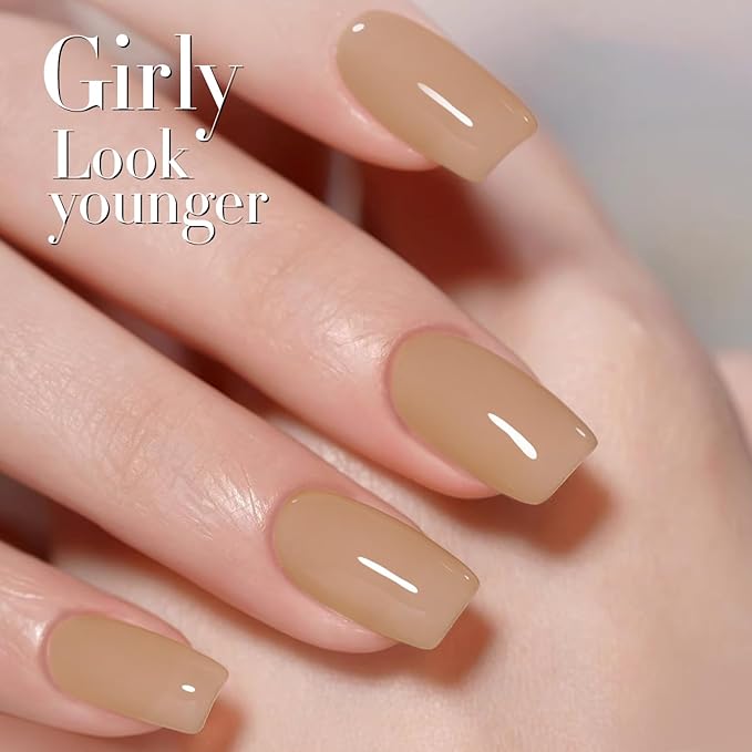 Double Rhythm 0.5Oz Translucent Gel Polish Sheer Neutral Natural Light Milky Same Color Same Bottle 15ML Jelly Nail Art DIY at Home (Nude-A1372)-Velvo Beauty