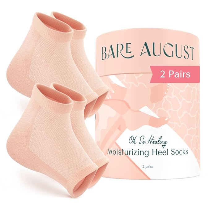 Bare August Moisturizing Heel-Repair Gel Socks – Overnight Spa Sleep Socks for Dry, Cracked Heels & Soft Feet-Velvo Beauty