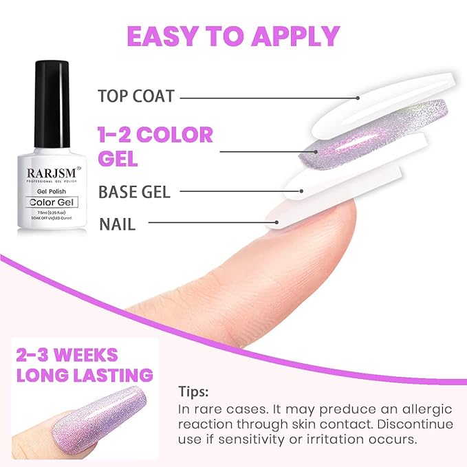 RARJSM Aurora Cat Eye Gel Nail Polish Set 6 Colors Velvet Silver Glitter Purple Pink Green Champagne Galaxy Star Cloud Ice Gel Polish with Magnet Stick UV LED Curing Requires Soak Off Home Salon-Velvo Beauty