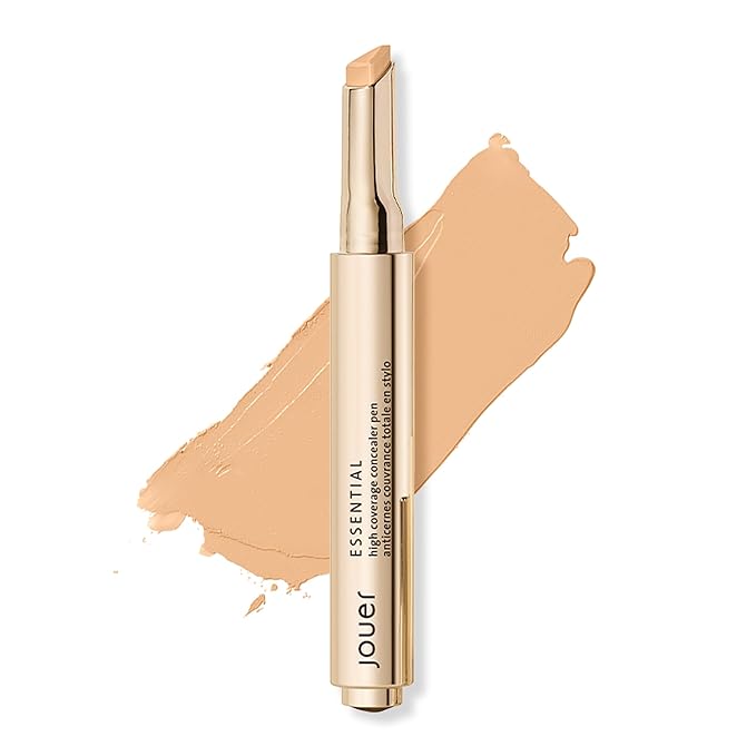 Jouer Essential High Coverage Concealer Pen - Under Eye Concealer for Dark Circles - Brightening Makeup for Eye Circles - Color Corrector Eye Primer with Hyaluronic Acid and Vitamin E-Velvo Beauty