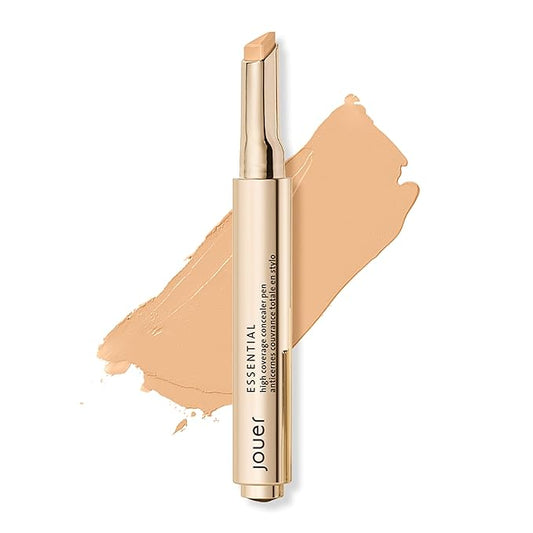 Jouer Essential High Coverage Concealer Pen - Under Eye Concealer for Dark Circles - Brightening Makeup for Eye Circles - Color Corrector Eye Primer with Hyaluronic Acid and Vitamin E-Velvo Beauty