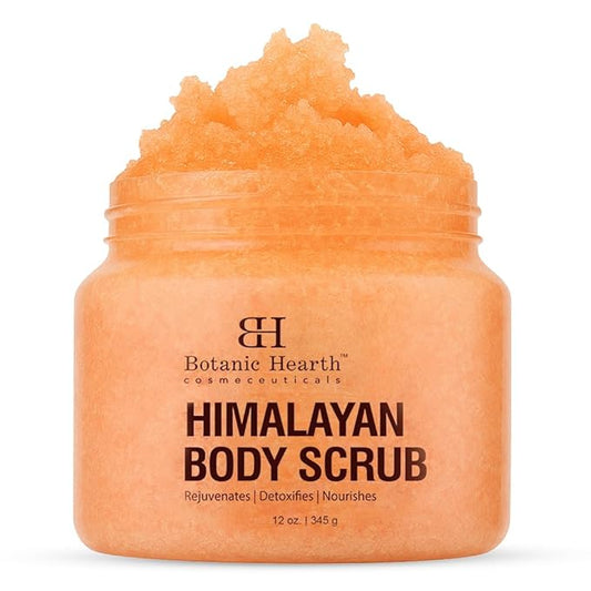 Botanic Hearth Himalayan Salt Body Scrub With Lychee Oil, Exfoliating Body Scrub Act As Body Exfoliator & Helps With Moisturizing Skin, Acne, Cellulite, Dead Skin Scars, Wrinkles 12 Oz-Velvo Beauty