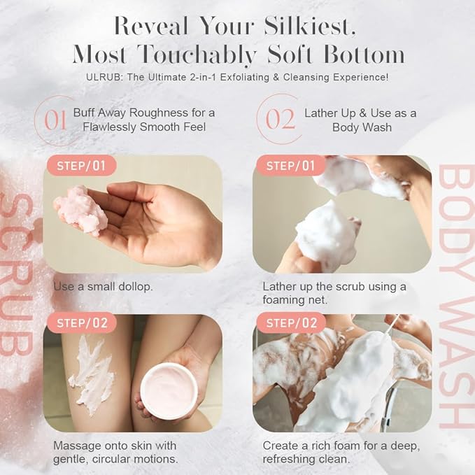 ULRUB Body Scrub 460g Perfumed Scrub Dark Spots Intimate Areas Knees Arms Dead Skin Cells Elbows Heels CICA Extract Placenta Vitamin C Body Smoother Gift CHURACOS Japan For Women ULRUB ulrub-Velvo Beauty