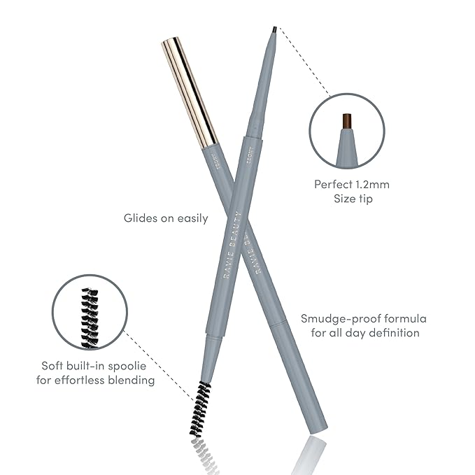 Easy Everyday™ Brow Pencil - Best Eyebrow Pencil for Women, Smudge Proof Hair-Like Strokes, 1.2mm Precision Tip with Spoolie, Vegan (Ebony)-Velvo Beauty
