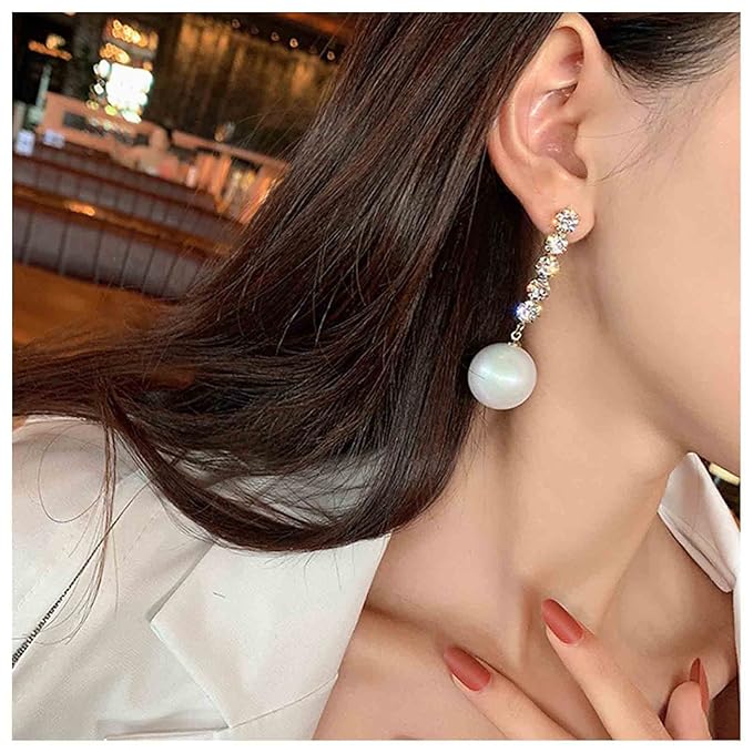 Vintage Pearl Drop Earring Gold Rhinestone Diamond Stud Earrings Cubic Crystal Earrings Wedding Pearl Earrings Jewelry for Women and Girls-Velvo Beauty