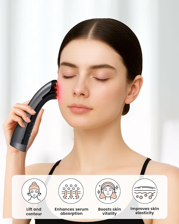 4-in-1 Facial Massager for Face & Neck – Skin Rejuvenation, Lifting & Tightening – Reduces Wrinkles & Puffiness, Enhances Infusion-Velvo Beauty