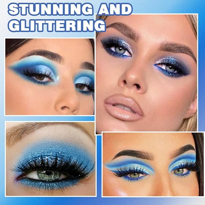 9 Colors Blue Silver Matte Shimmer Eyeshadow Palette for Eye Makeup,High Pigmented White Gray Eye Shadow Primers Powder Palet de sombras de ojos-Velvo Beauty