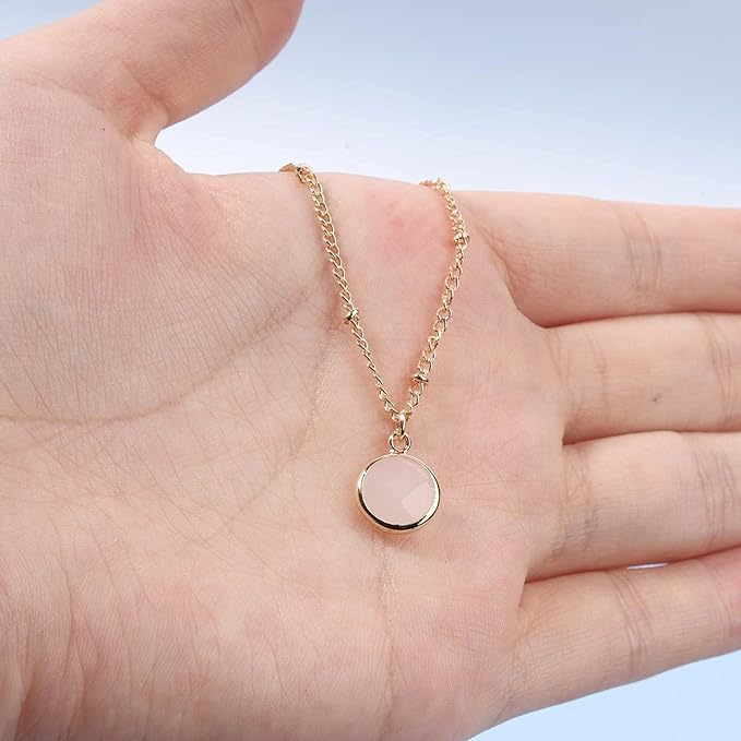 Boho Layered Opal Moonstone Necklace Choker Gold Round Opalite Necklace Clear Quartz Necklace Faceted Crystal Pendant Necklace Chain Jewelry for Women and Girls-Velvo Beauty