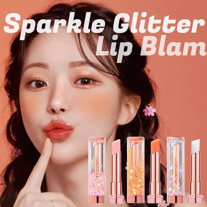 Sparkle Cute Lip Balm, Rose Red, Glittery, Moisturizing, Crayon-Velvo Beauty