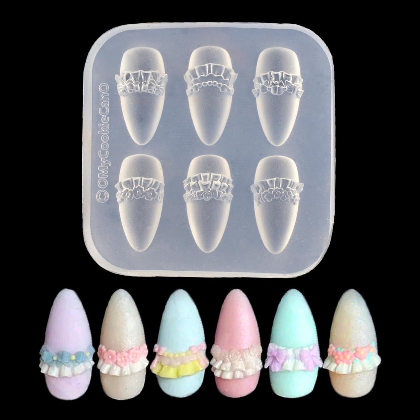 Nail Mold for Nail Art 3D Flowers Nail Charms Cream Lace Pleated Skirt French Design Mold DIY Manicure 3D Carving Template-Velvo Beauty