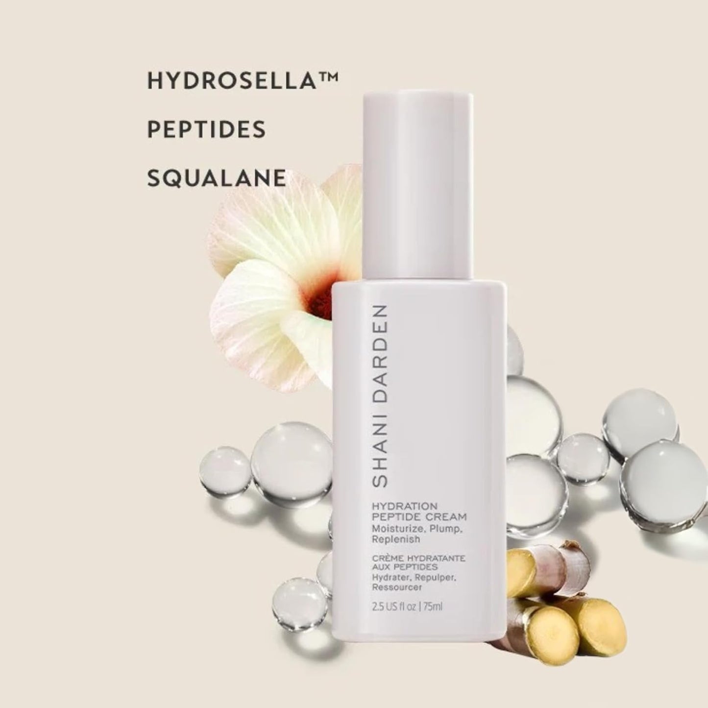 Shani Darden Hydration Peptide Cream, Oil-Free Face Moisturizer with Peptides, Squalane, Niacinamide & Ceramides for Normal to Dry Skin, Up to 72 Hours of Hydration Without Clogging Pores, 2.5 fl oz-Velvo Beauty