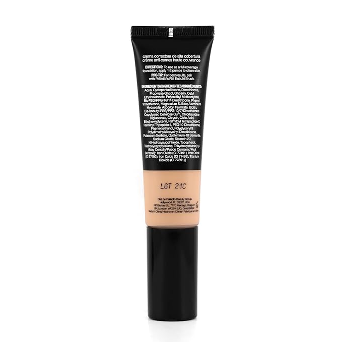 Palladio Full-Coverage Color Correction CC Cream, Oil-Free with Peptides & Vitamin C, Best for Correcting Redness and Uneven Skin Tone, Buildable Foundation Coverage (Light 21C)-Velvo Beauty