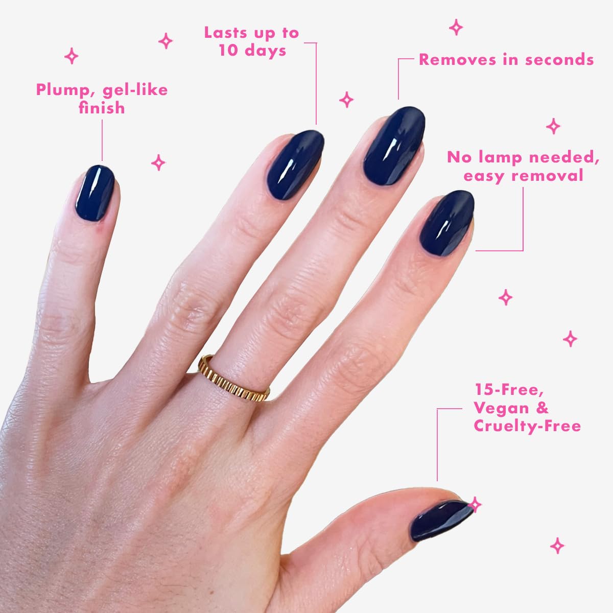 Olive & June Long Lasting Nail Polish | Plump Gel-Like Finish No Lamp Needed | Lasts up to 10 days | Salon-Quality Color at Home | 15-Free Vegan Cruelty-Free, Chip-Resistant Shine | Ack, a shark Navy-Velvo Beauty