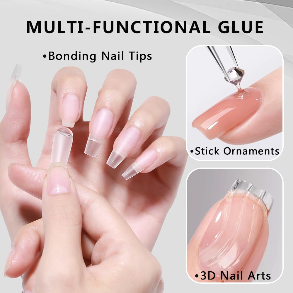 Solid Nail Glue Gel for Soft Gel Nail Tips, 20g Super Strong Nail Glue for Acrylic Nails Extension Press On Nails Fake Nails, Lamp Curing Needed Soak Off Nail Art Salon DIY at Home-Velvo Beauty