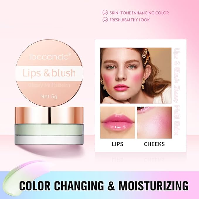 Color Change Blush Clear Liquid Blush Cream Moisturizing Blusher Halo dyeing naturally Blush Rouge Multi-use Makeup Cream For Cheeks Face Lips Waterproof Blush Gel Lip Oil (#1)-Velvo Beauty