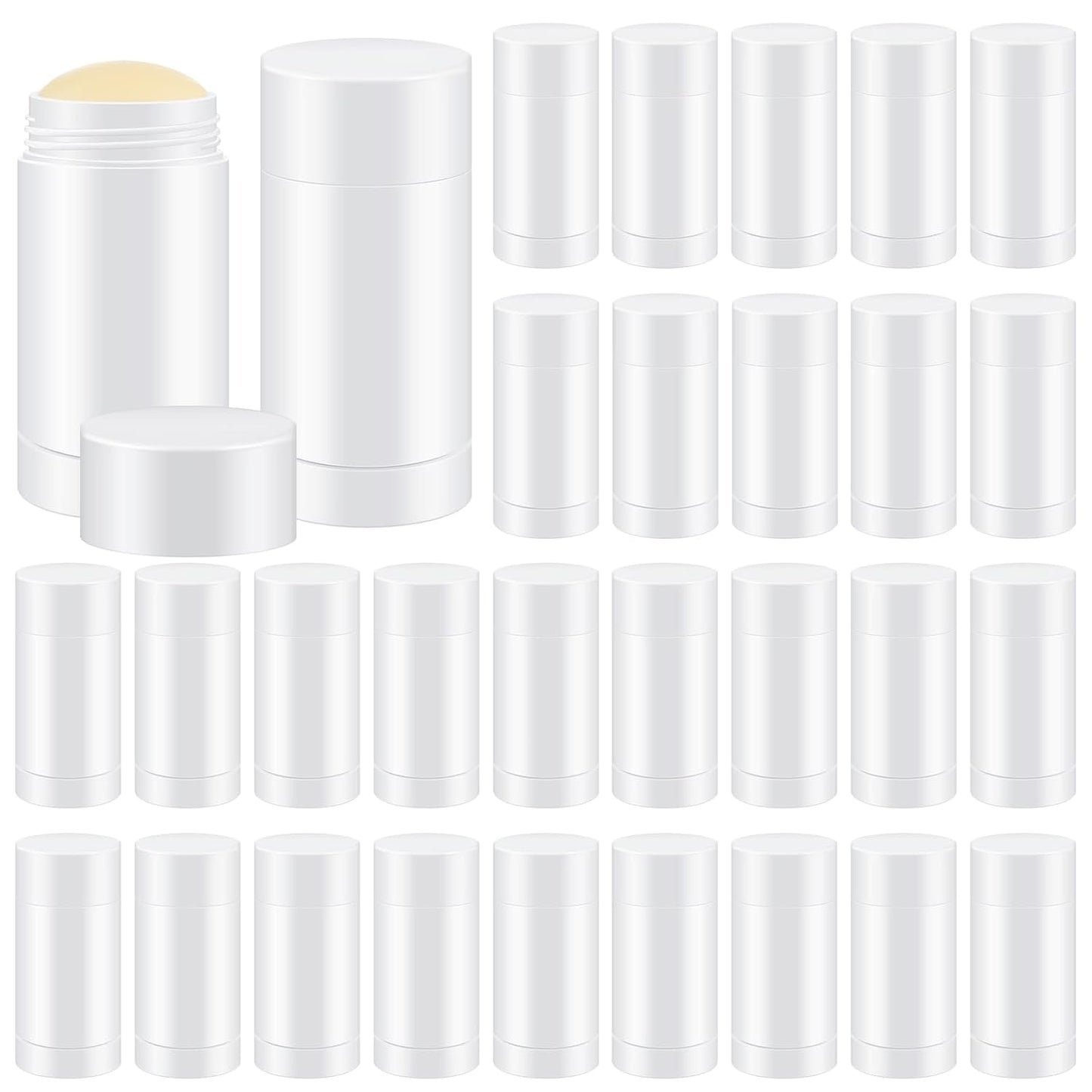 30 Pcs Empty Deodorant Containers Twist up Filling Stick Plastic Deodorant Container Refillable Bottles Bottomfill Round Lip Balm Tubes for Homemade DIY Lipstick Crayon(30 ml,White)-Velvo Beauty