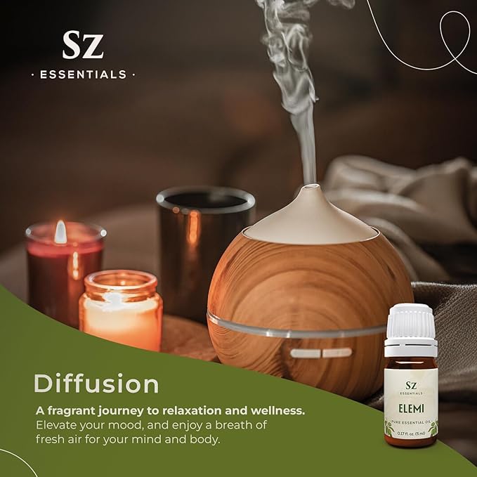 Elemi Essential Oil (Canarium Luzonicum) - 100% Pure and Undiluted - Fresh, Citrusy & Spicy Scent with Subtle Balsamic and Peppery Undertones - Therapeutic Grade & Vegan -0.17 oz (5ml)-Velvo Beauty