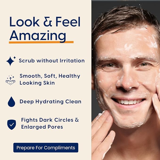 Strive - Fresh Face Jojoba Scrub - Mens Face Scrub, Fragrance Free, Smooth, Clear Skin, Refreshing with Aloe Vera, Centella Asiatica, Hyaluronic Acid & Niacinamide - For All Skin Types - 30 ML-Velvo Beauty