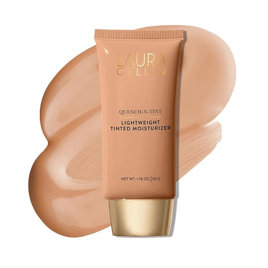 LAURA GELLER NEW YORK Quench-n-Tint Hydrating Foundation - Medium - Sheer to Light Buildable Coverage - Natural Glow Finish - Lightweight Formula with Hyaluronic Acid-Velvo Beauty