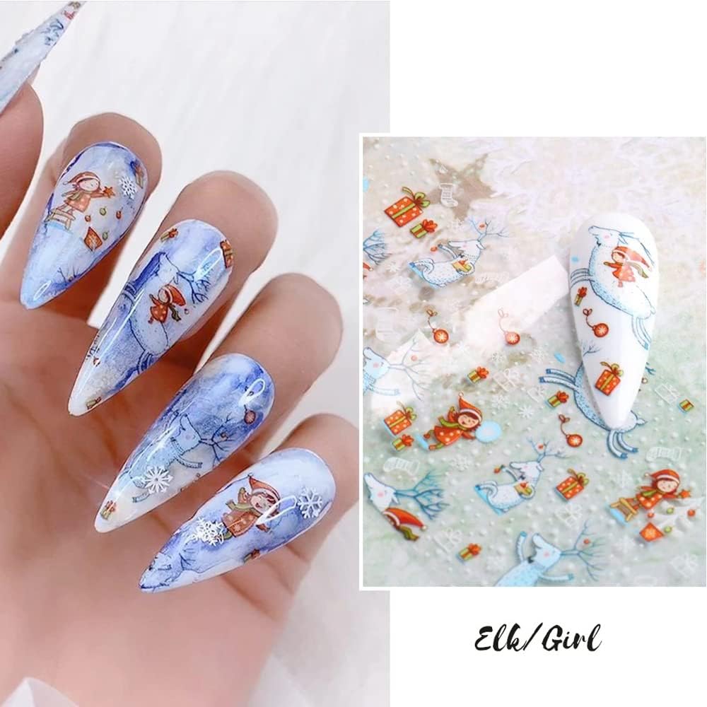 Christmas Nail Stickers Decals Nail Foil Transfer Sticker 10 Sheets Christmas Santa Tree Snowflake Deer Xmas Holiday Decorations Stickers for Manicure Supplies-Velvo Beauty
