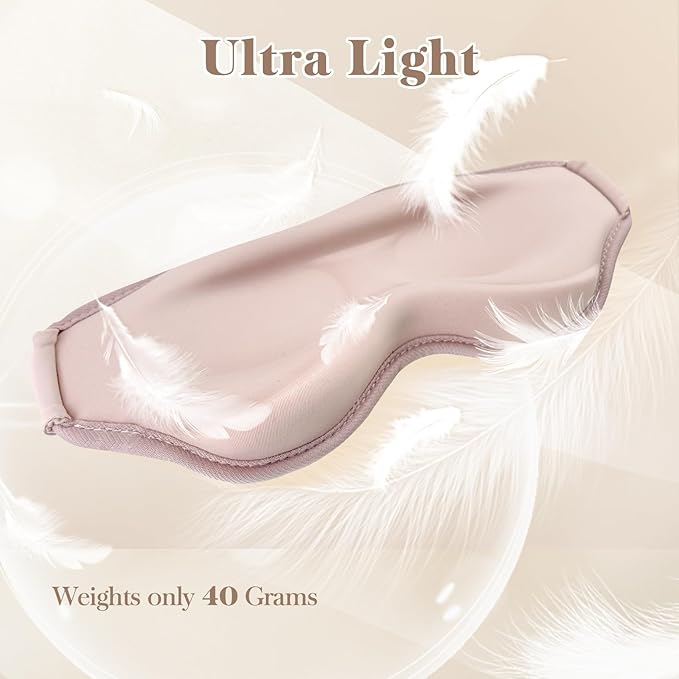 3D Cooling Eye Mask Sleep Mask for Men & Women, 100% Pressure-Free & Light Block-Out Eye Mask for Sleep with Easy Adjustable Strap, Night Eye Cover for Travel, Pink-Velvo Beauty