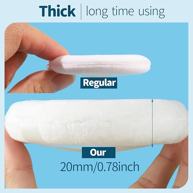 Teenitor 2pcs Powder Puff, 4.13 Inch Powder Puff for Body Powder, Body Powder Puff Large Powder Puff Loose Powder Puffs Soft Velour Body Powder Puff and Container White-Velvo Beauty