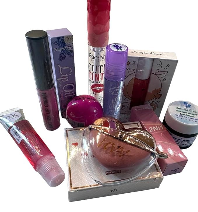 Diva Stuff Pink Lip Kit, 10 Lip Products Chosen At Random, Some Clear and Sheer and Some in Shades of Pink-Velvo Beauty