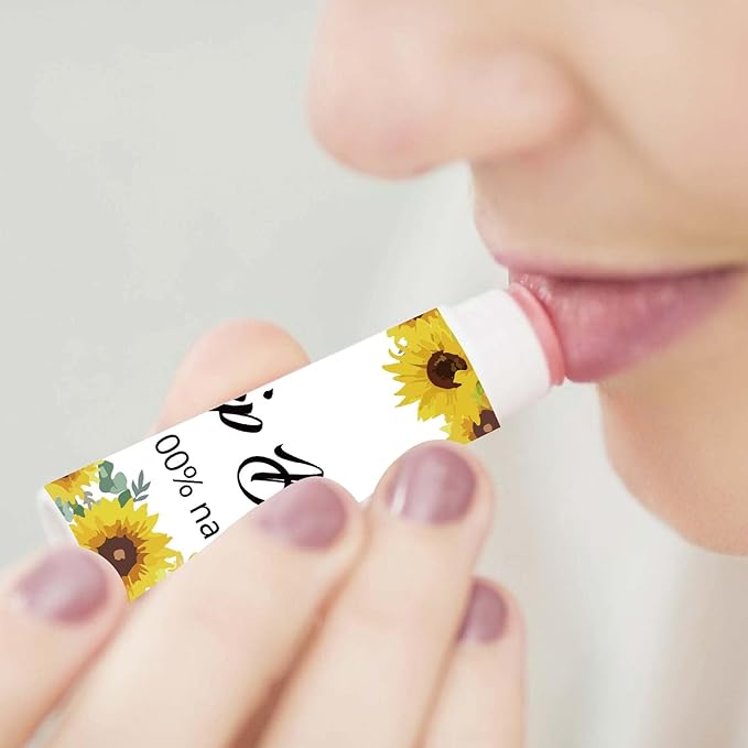 CRASPIRE 80Pcs 8 Styles Lip Balm Sticker Sunflower Self-Adhesive Homemade Lip Balm Labels Vintage Square DIY Plant Label Stickers for Lip Balm Containers Cosmetics Lipsticks-Velvo Beauty