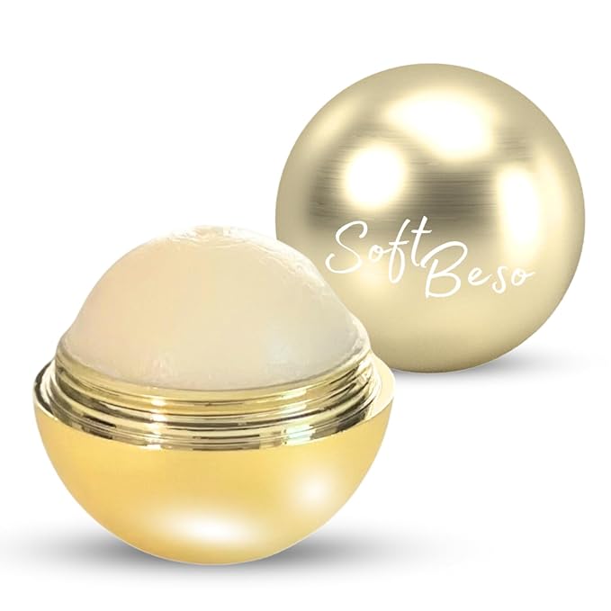 SoftBeso Lip Balm| Gold-Vanilla Flavor| Vegan Lip Care|Clean Ingredients | Lip Balm for Beautiful, Soft Lips | Hydrating & Nourishing Lip Care Products | Premium Lip Balm Ball-Velvo Beauty