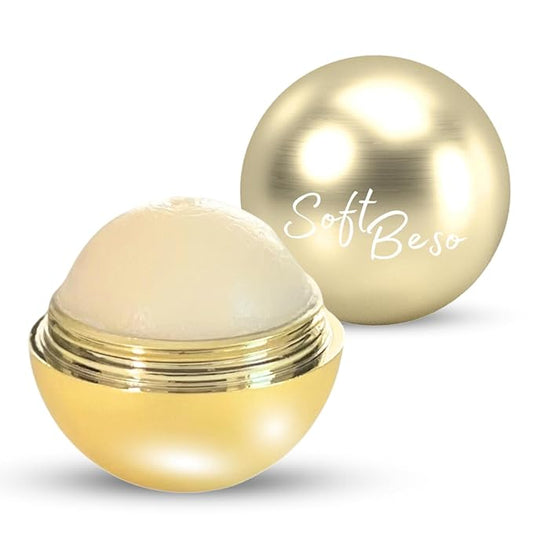 SoftBeso Lip Balm| Gold-Vanilla Flavor| Vegan Lip Care|Clean Ingredients | Lip Balm for Beautiful, Soft Lips | Hydrating & Nourishing Lip Care Products | Premium Lip Balm Ball-Velvo Beauty