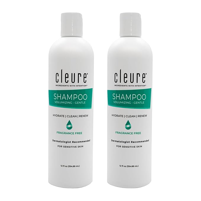 Cleure Hypoallergenic Volumizing Shampoo for Sensitive Skin - Fragrance Free, SLS Free & Paraben Free (12 oz, Pack of 2)-Velvo Beauty