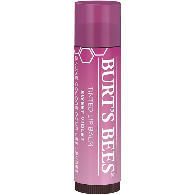 Burt's Bees Lip Tint Balm with Long Lasting 2 in 1 Duo Tinted Balm Formula, Color Infused with Deeply Hydrating Shea Butter for a Natural Looking Buildable Finish, Sweet Violet (2-Pack)-Velvo Beauty