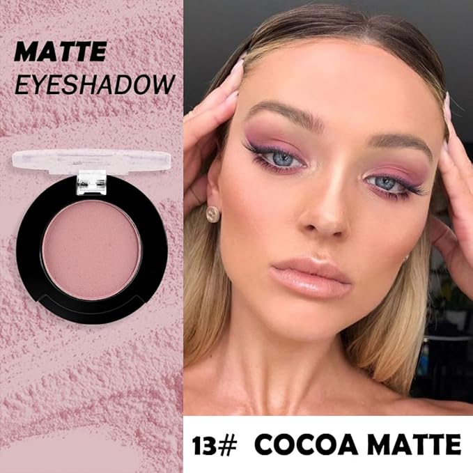 Monochrome Matte Eyeshadow Makeup Palette, Highly Pigmented Cocoa Red Color Eyeshadow Palette,Matte Pressed Powder Eye shadow Makeup,Single Vegan Eye Shadow,Daily Evening Women Girls Eyeshadow Gift13#-Velvo Beauty