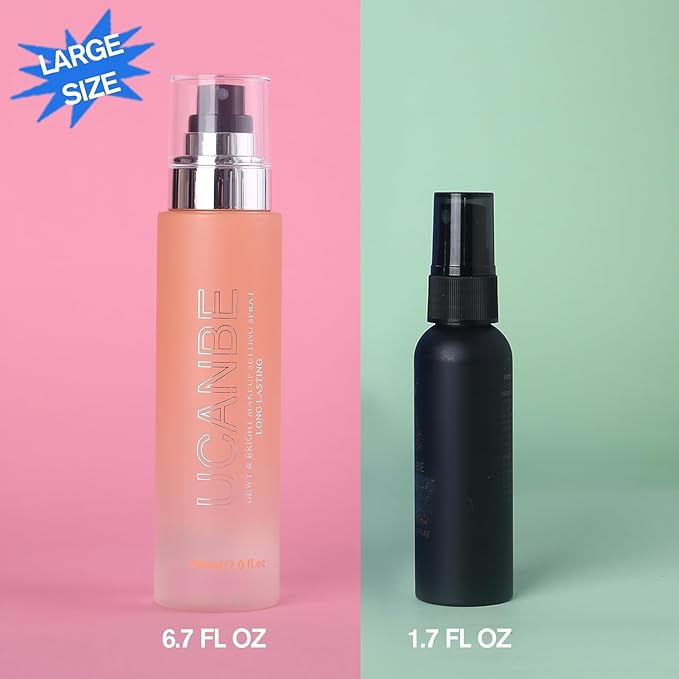 UCANBE Dewy Makeup Setting Spray, Moisturizing Finishing Spray Long Lasting Face Mist, Lightweight Hydrate Make Up Spray for Natural Glow, 7 Fl Oz Large Size-Velvo Beauty