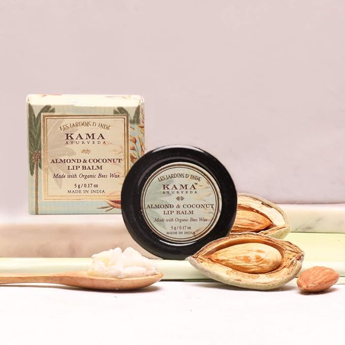 Kama Ayurveda Almond and Coconut Lip Balm, 5g-Velvo Beauty