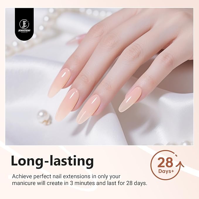 JEWHITENY Poly Extension Gel Nail Set Clear White Pink Poly Nail Gel With Slip Solution Base Coat Top Coat French Manicure for Finger Art and Home DIY Need U V Lamp Curing-Velvo Beauty