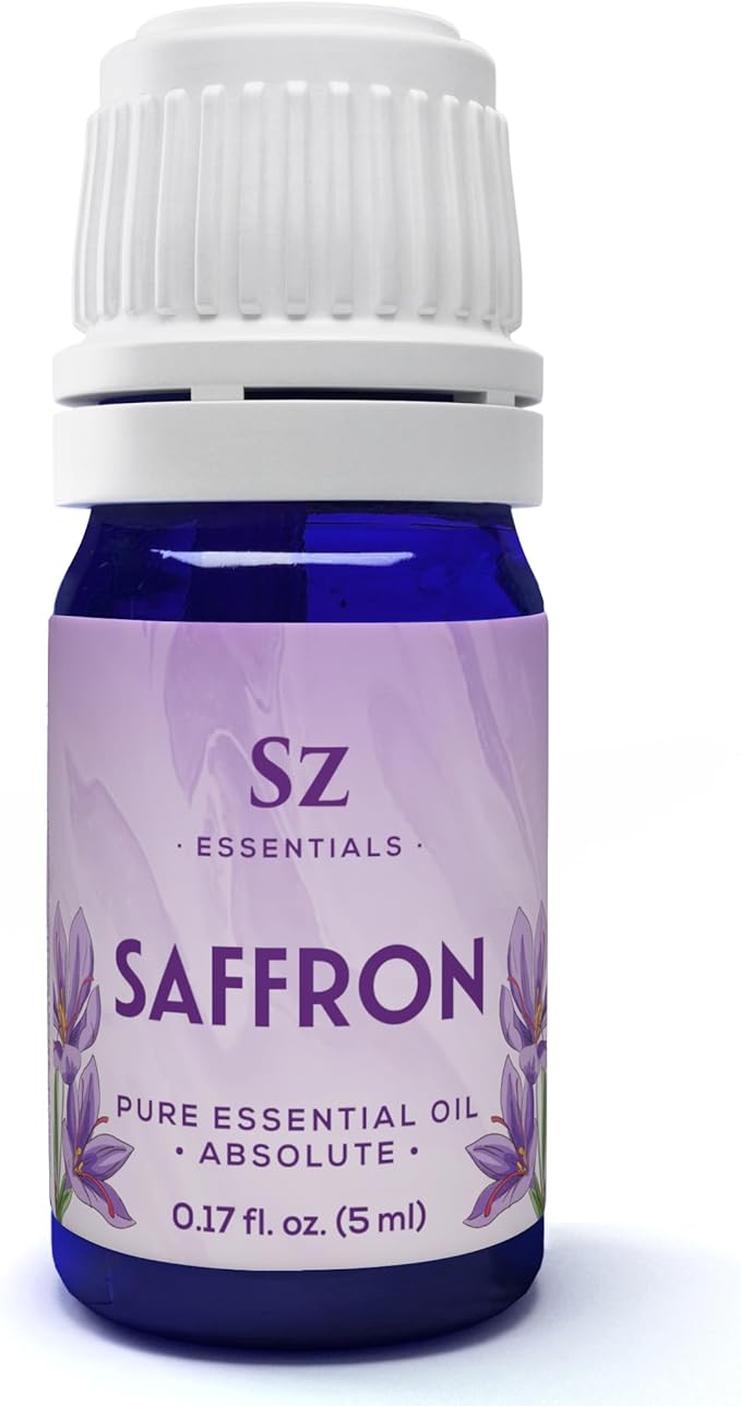 Saffron Essential Oil, 100% Pure, Extracted from Stigmas of The Saffron Flower - Spicy & Floral Scent with Earthy Overtones - Therapeutic Grade & Vegan - 0.17oz (5ml)-Velvo Beauty