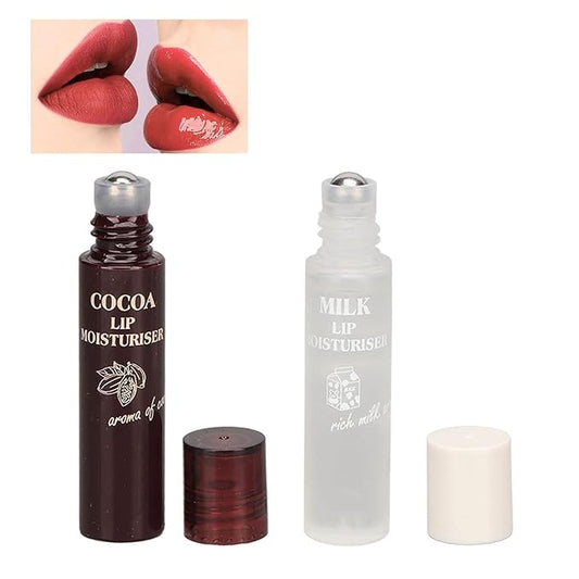 2pcs Lip Balm, Cocoa Bean Lip Oil, Milk Lip Oil, Hydrating Nourishing Roll On Lip Gloss Roll On Design Overlay Different Aroma-Velvo Beauty