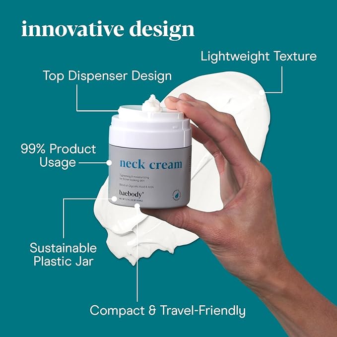 Baebody Firming Neck Cream with AHAs, CoQ10, Glycolic Acid, Green Tea for Sagging Skin, Fine Lines, Wrinkles, 1.7 Fl Oz-Velvo Beauty