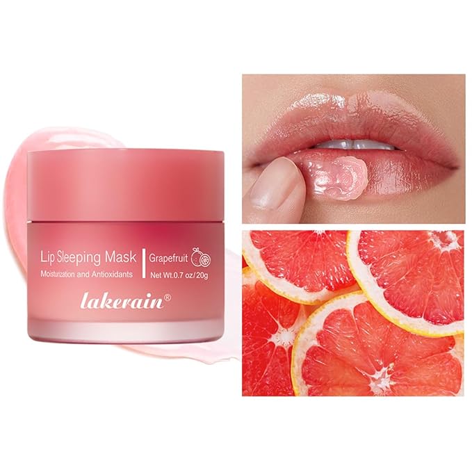 Hydrating Lip Sleeping Mask, Long Lasting Hydrating Night Lip Balms for Intensive Moisturizing and Care, Prevention Dry and Crack (GRAPEFRUIT) 0.7 OZ-Velvo Beauty