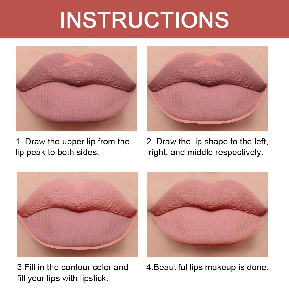 Kaely 2-in-1 Nude Beige Brown Lip Liner & Lipstick Set Kit for Women, Matte Lips Kit with Lip Liner Lip Stains Long Lasting Waterproof 24 Hour Lipstick and Lip Liners Combo Lipliners Pencil Set 03-Velvo Beauty