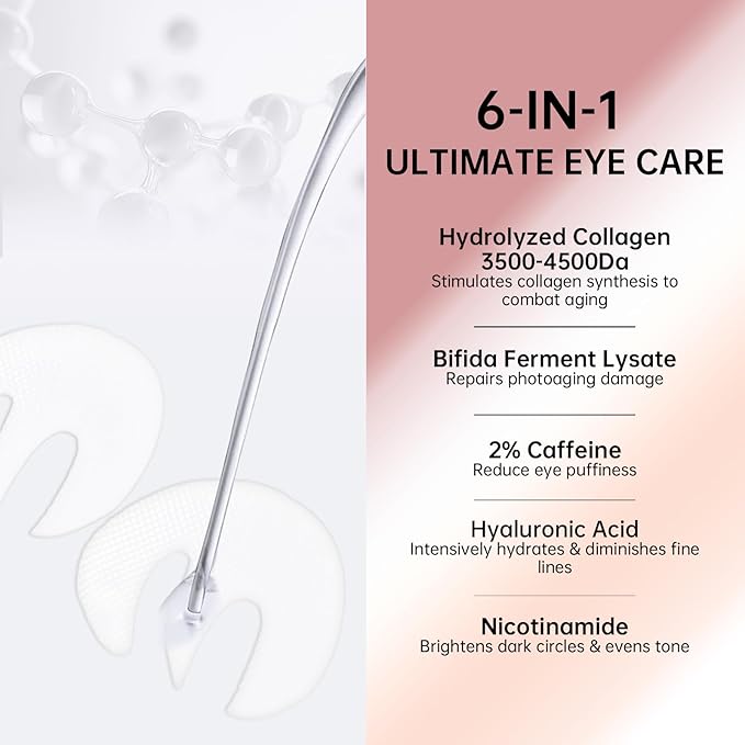 Novoy 7 Pairs Bio-Collagen Real Deep Eye Patches - 6-in-1 Retinol Overnight Eye Patches for Dark Circles, Puffiness & Wrinkles | 2% Caffeine+Hyaluronic+Niacinamide, Korean Popular Eye Mask - ROSE-Velvo Beauty