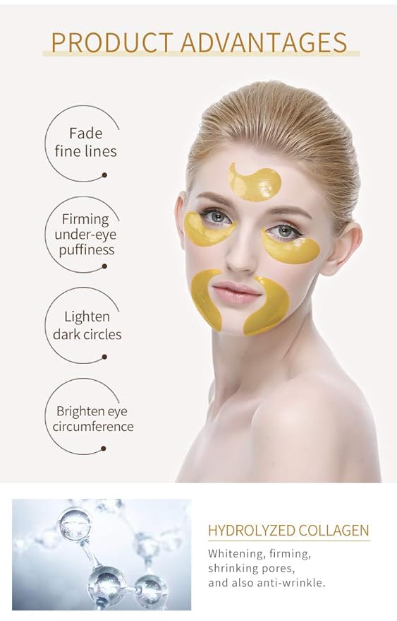 Collagen-Enriched Eye Mask Eye Gel Patches - 30 pairs with 24k Gold (Pack of (15pairs))-Velvo Beauty