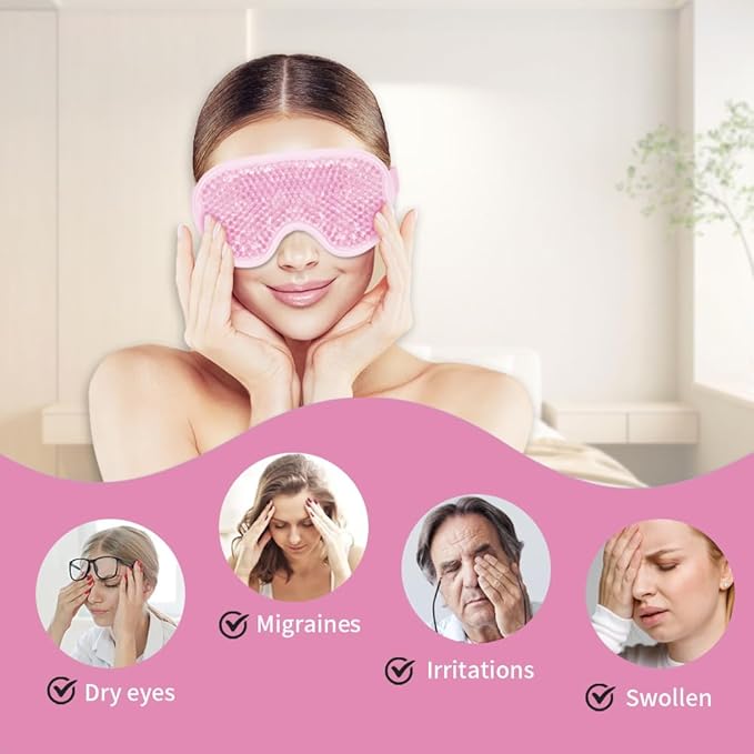 Cooling Eye Mask Gel Eye Mask Reusable Cold Eye Mask for Puffy Eyes, Eye Ice Pack Eye Mask with Soft Plush Backing for Dark Circles, Migraine, Stress Relief-Velvo Beauty