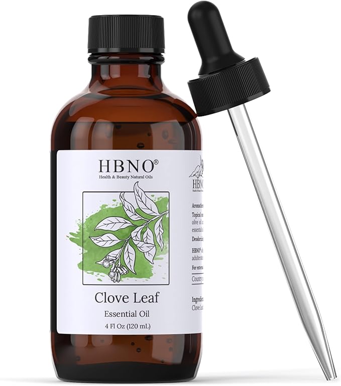 HBNO California Bottled Clove Leaf Essential Oil 4 fl oz (120ml) Value Size - Natural Clove Leaf Oil - Perfect for Cleaning, Aromatherapy, DIY, Soap & Diffuser-Velvo Beauty