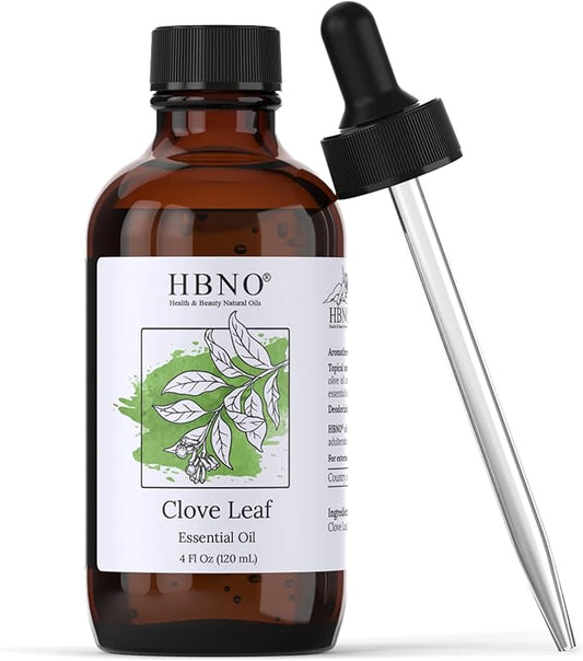 HBNO California Bottled Clove Leaf Essential Oil 4 fl oz (120ml) Value Size - Natural Clove Leaf Oil - Perfect for Cleaning, Aromatherapy, DIY, Soap & Diffuser-Velvo Beauty
