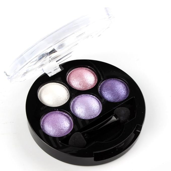 Mallofusa 5 Colors Eye Shadow Powder Metallic Shimmer Eyeshadow Palette (Amethyst Glam) 4.7oz-Velvo Beauty