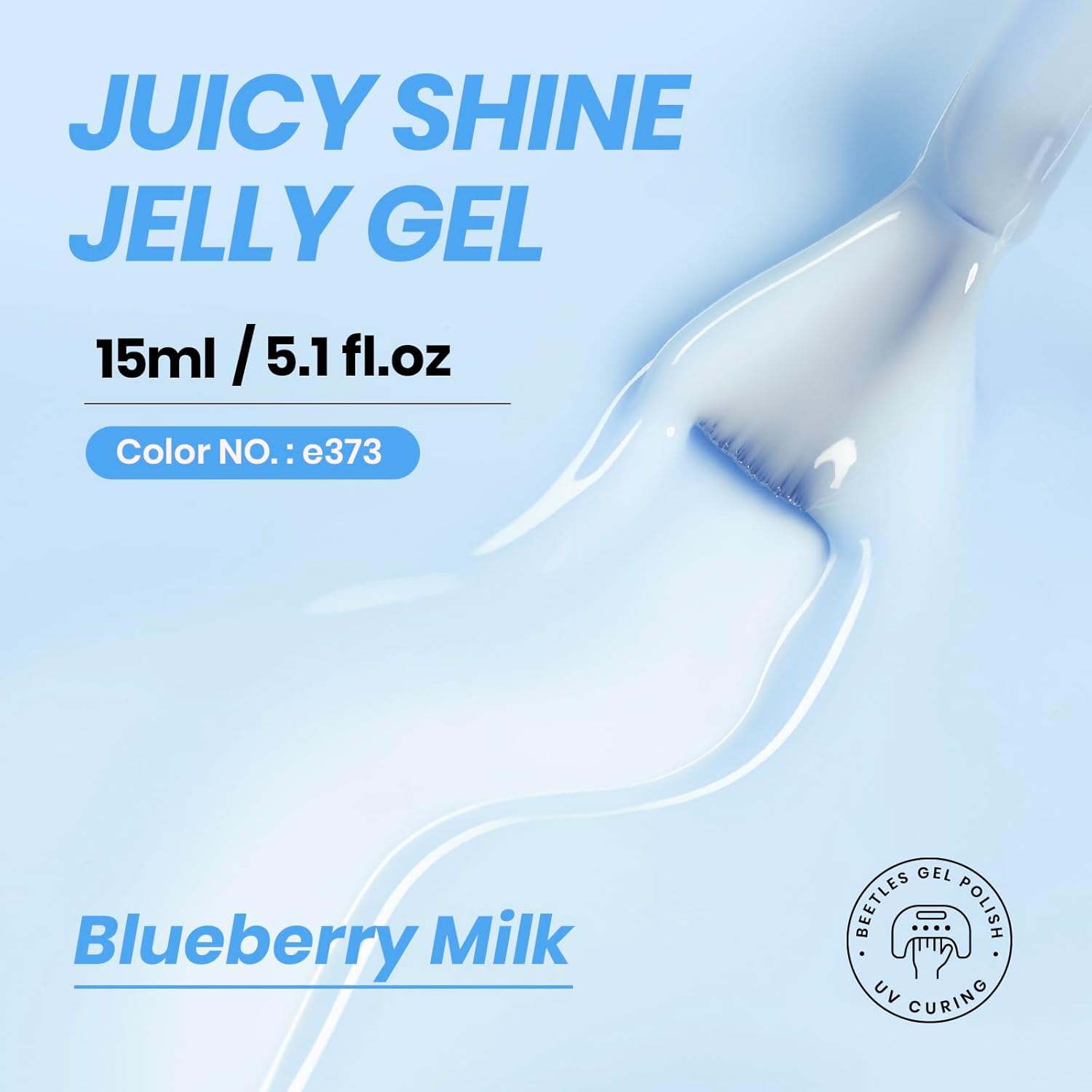 Beetles Blue Jelly Gel Nail Polish - 15ml Blueberry Milk Nails Sheer Neutral Translucent Hazy Blue Gel Polish Soak Off UV Summer Nail Art Manicure Salon Home DIY Gift for Manicure Women-Velvo Beauty